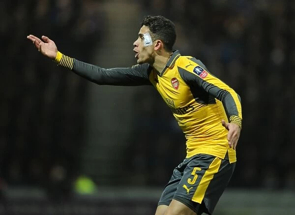 Gabriel of Arsenal in FA Cup Action Against Preston North End