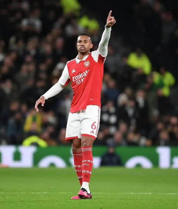 Framed Print : Gabriel of Arsenal Faces Off Against Tottenham Hotspur in Premier League Clash (2022-23)