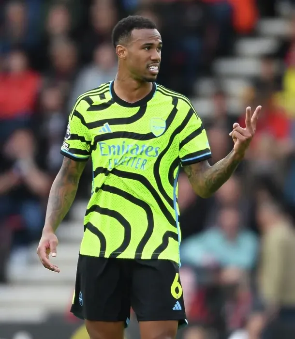 Framed Print : Gabriel of Arsenal Gestures During AFC Bournemouth vs Arsenal FC Premier League Match, 2023-24