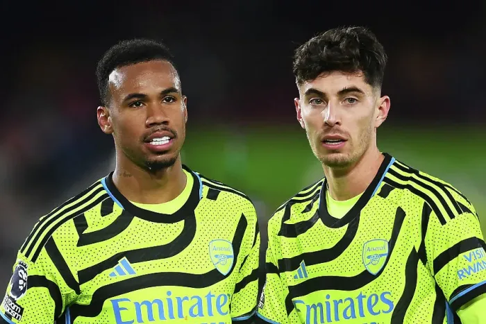 Framed Print : Gabriel and Havertz: Brentford's Victory Over Arsenal in the 2023-24 Premier League
