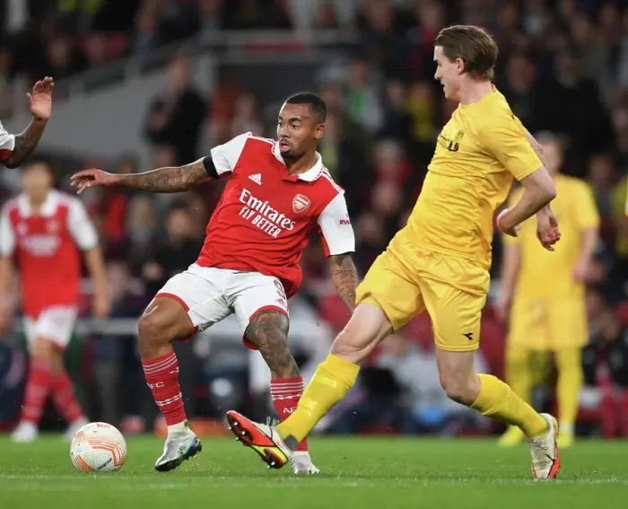 Framed Print : Gabriel Jesus in Action: Arsenal Takes on FK Bodo / Glimt in Europa League 2022-23