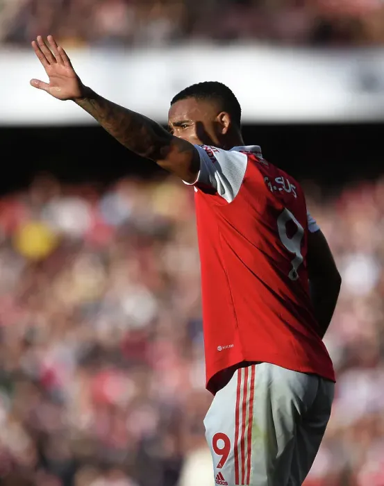 Framed Print : Gabriel Jesus in Action: Arsenal Takes on Nottingham Forest (2022-23)
