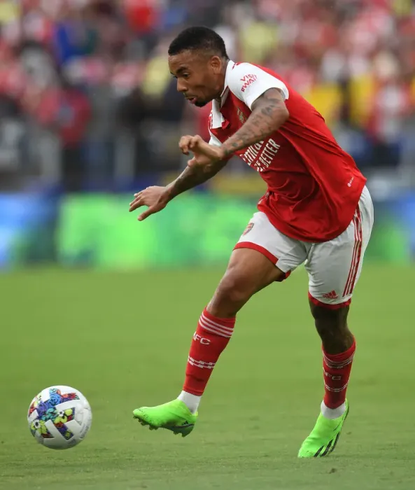 Framed Print : Gabriel Jesus in Action: Arsenal vs. Everton Pre-Season Match, 2022-23