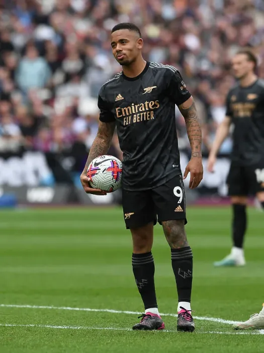 Framed Print : Gabriel Jesus in Action: Arsenal's Exciting Battle against West Ham United, Premier League 2022-23