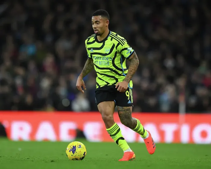 Framed Print : Gabriel Jesus in Action: Arsenal's Star Forward Shines Against Aston Villa in the Premier League 2023-24