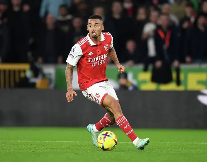 Framed Print : Gabriel Jesus in Action: Arsenal's Striker Shines Against Wolverhampton Wanderers in the Premier League 2022-23