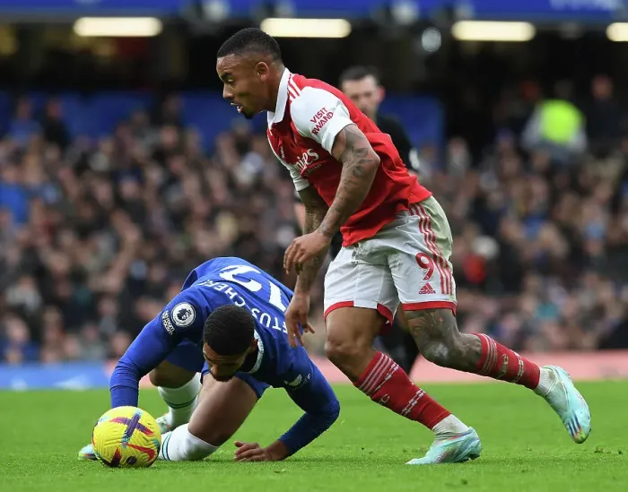 Framed Print : Gabriel Jesus in Action: Chelsea vs. Arsenal, Premier League 2022-23