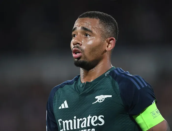 Framed Print : Gabriel Jesus in Action: Thrilling Arsenal's UEFA Champions League Battle against RC Lens, 2023 / 24