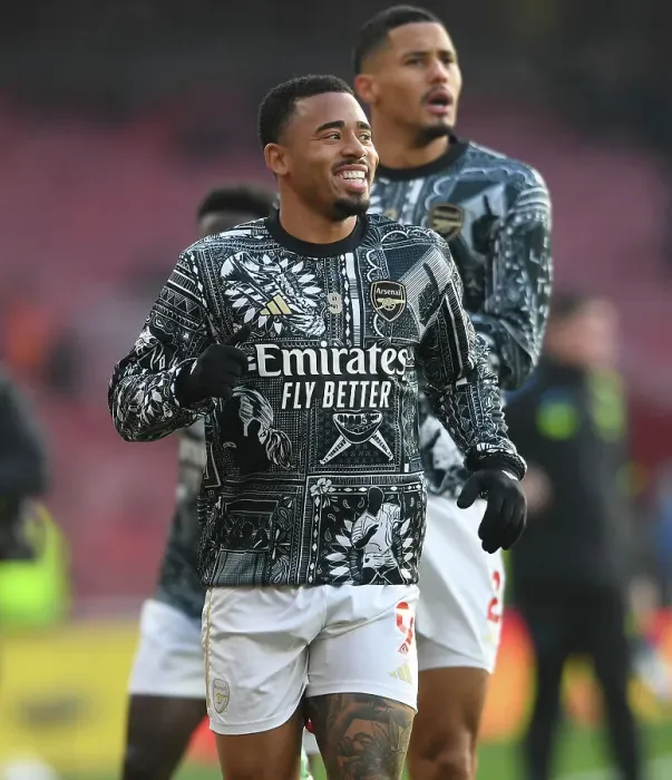 Framed Print : Gabriel Jesus: Arsenal Forward's Intense Warm-Up Ahead of Arsenal vs. Wolverhampton Wanderers, 2023-24 Premier League