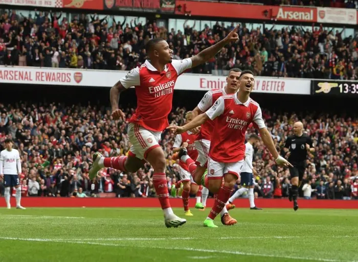 Framed Print : Gabriel Jesus Brace: Arsenal Tops Tottenham in Premier League Showdown (2022-23)
