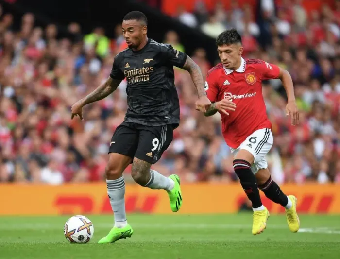 Framed Print : Gabriel Jesus Breaks Past Martinez: Manchester United vs. Arsenal, Premier League 2022-23