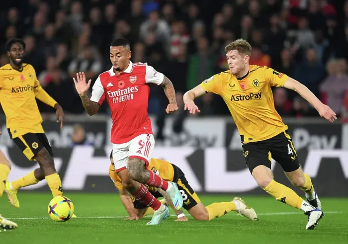 Framed Print : Gabriel Jesus Chases Down Nathan Collins: Wolverhampton Wanderers vs Arsenal FC, Premier League 2022-23 Framed Print : Gabriel Jesus Chases Down Nathan Collins: Wolverhampton Wanderers vs Arsenal FC, Premier League 2022-23