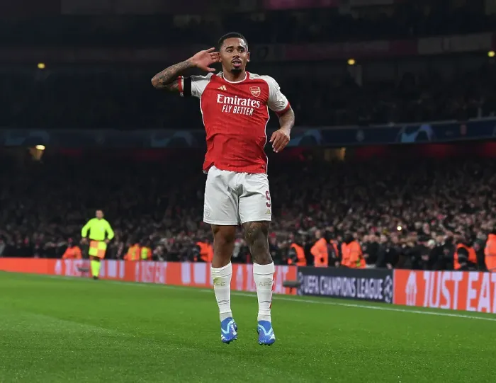 Framed Print : Gabriel Jesus Hat-Trick: Arsenal's Thrilling Champions League Victory over RC Lens (2023 / 24)