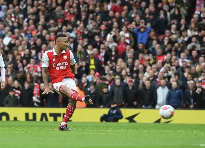 Framed Print : Gabriel Jesus Penalty: Arsenal's Thrilling Victory over Leeds United, Premier League 2022-23 Framed Print : Gabriel Jesus Penalty: Arsenal's Thrilling Victory over Leeds United, Premier League 2022-23