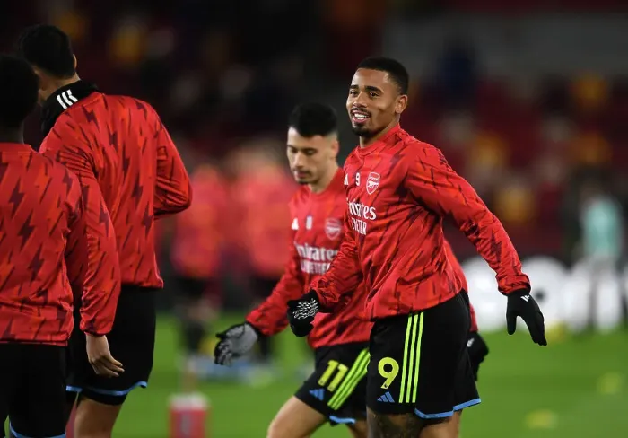 Framed Print : Gabriel Jesus Prepares for Brentford vs Arsenal Premier League Clash (2023-24)