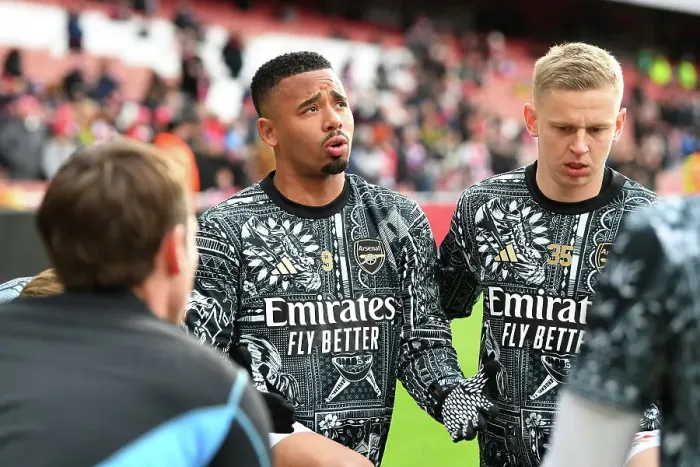 Framed Print : Gabriel Jesus Rallies Arsenal Team Before Arsenal vs. Crystal Palace (2023-24)
