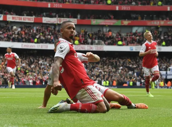 Framed Print : Gabriel Jesus Scores Second Goal: Arsenal FC Triumphs Over Tottenham Hotspur in the 2022-23 Premier League