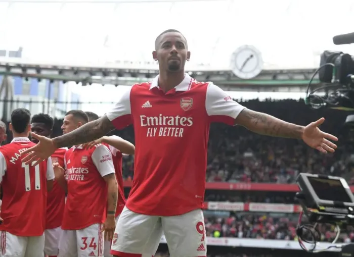 Framed Print : Gabriel Jesus Scores the Second Goal: Arsenal FC vs. Tottenham Hotspur, Premier League 2022-23