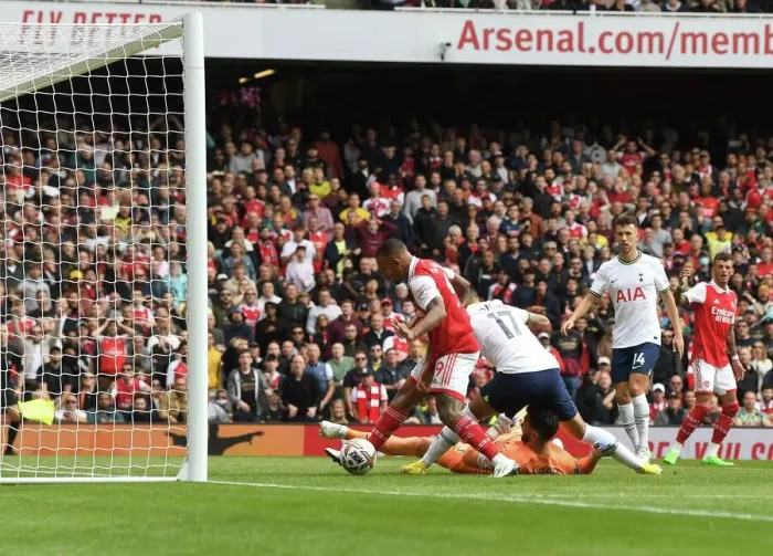 Framed Print : Gabriel Jesus Scores the Winning Goal: Arsenal Defeats Tottenham in Premier League 2022-23