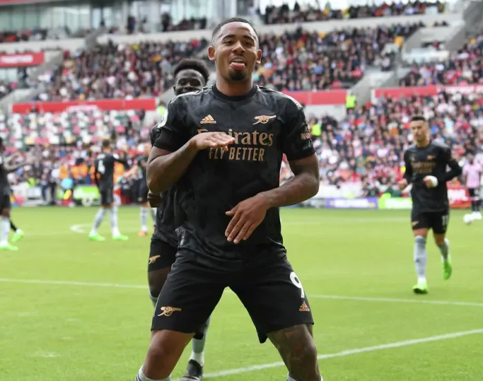 Framed Print : Gabriel Jesus Scores the Winning Goal: Arsenal's Triumph over Brentford in the Premier League 2022-23