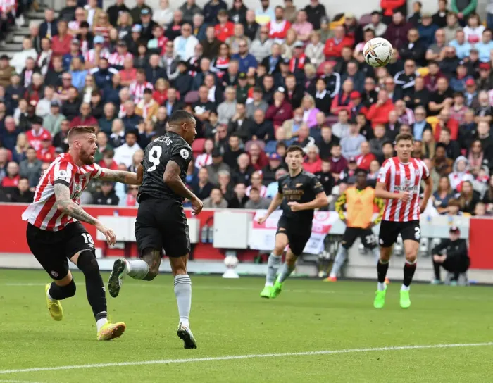 Framed Print : Gabriel Jesus Strikes: Arsenal Claims Victory over Brentford in 2022-23 Premier League