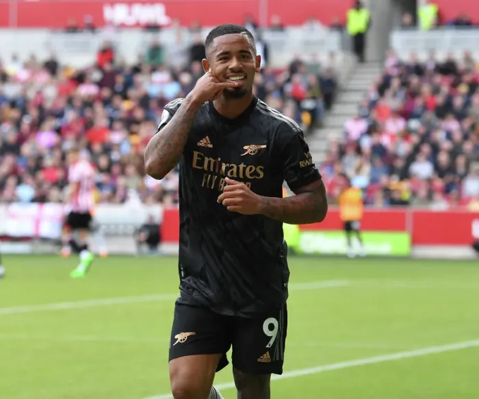 Framed Print : Gabriel Jesus Strikes: Arsenal Claims Victory Over Brentford in Premier League 2022-23