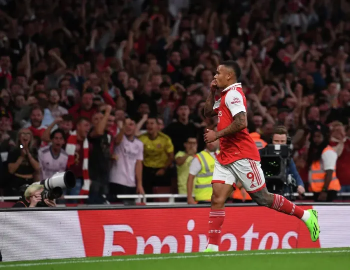 Framed Print : Gabriel Jesus Thriller: Arsenal's Winning Goal vs. Aston Villa in 2022-23 Premier League