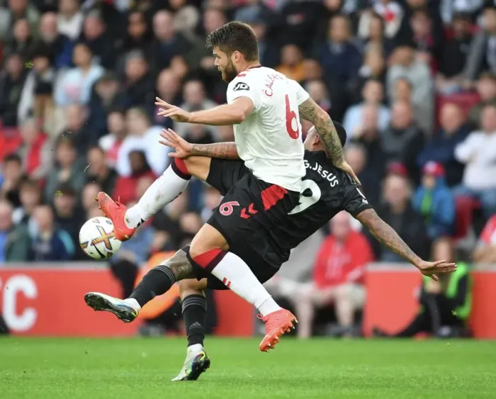 Framed Print : Gabriel Jesus vs. Duje Caleta-Car: A Battle for Dominance in the Southampton vs. Arsenal Premier League Showdown, 2022-23 Framed Print : Gabriel Jesus vs. Duje Caleta-Car: A Battle for Dominance in the Southampton vs. Arsenal Premier League Showdown, 2022-23