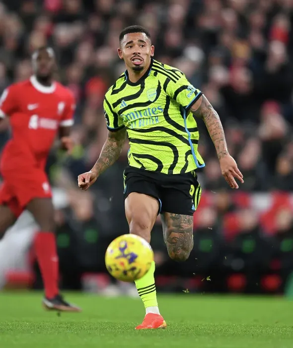 Framed Print : Gabriel Jesus vs. Liverpool: Premier League Clash (2023-24)