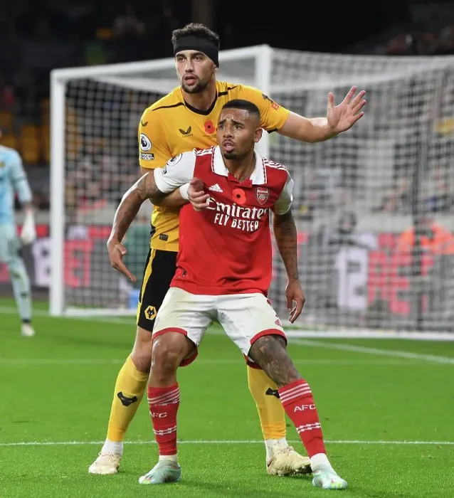 Framed Print : Gabriel Jesus vs Max Kilman: A Strategic Showdown in the Premier League - Arsenal vs Wolverhampton Wanderers, 2022-23
