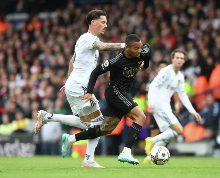 Framed Print : Gabriel Jesus vs Robin Koch: Intense Battle at Elland Road - Leeds United vs Arsenal FC, Premier League 2022-23 Framed Print : Gabriel Jesus vs Robin Koch: Intense Battle at Elland Road - Leeds United vs Arsenal FC, Premier League 2022-23