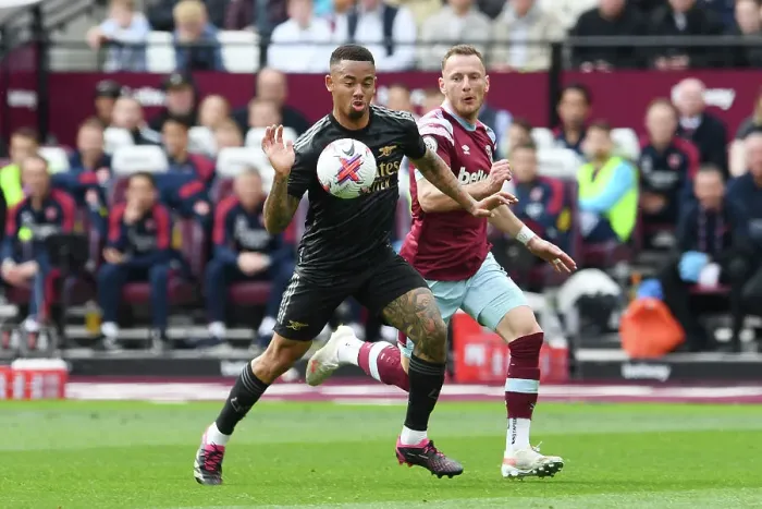 Framed Print : Gabriel Jesus vs Vladimir Coufal: Intense Battle at London Stadium - Arsenal vs West Ham United, Premier League 2022-23 Framed Print : Gabriel Jesus vs Vladimir Coufal: Intense Battle at London Stadium - Arsenal vs West Ham United, Premier League 2022-23