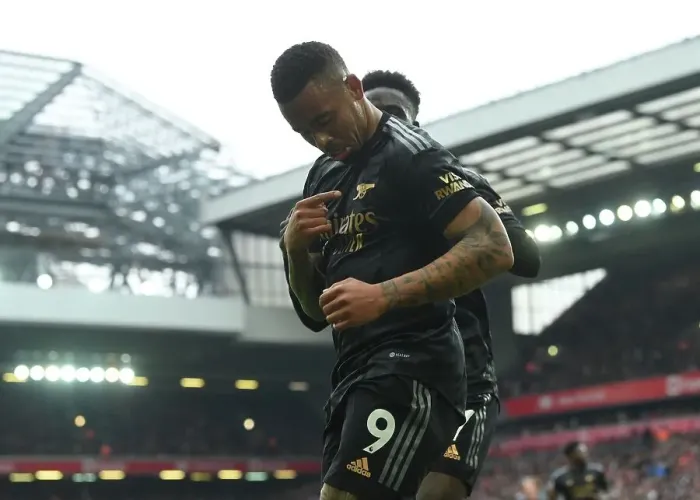 Framed Print : Gabriel Jesus's Stunner: Arsenal's Victory at Anfield, April 2023 Framed Print : Gabriel Jesus's Stunner: Arsenal's Victory at Anfield, April 2023