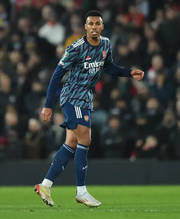 Framed Print : Gabriel Magalhaes in Action: Arsenal vs. Liverpool Carabao Cup Semi-Final Framed Print : Gabriel Magalhaes in Action: Arsenal vs. Liverpool Carabao Cup Semi-Final