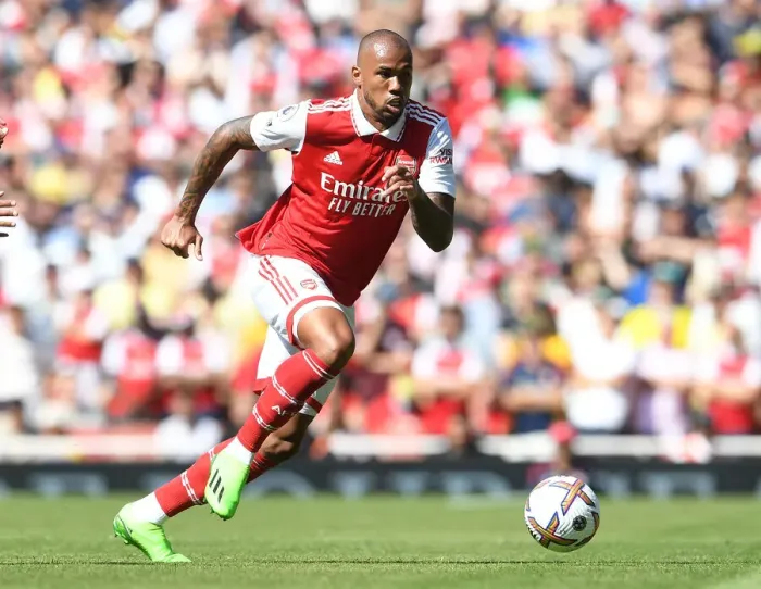 Framed Print : Gabriel Magalhaes in Action: Arsenal vs. Leicester City, Premier League 2022-23