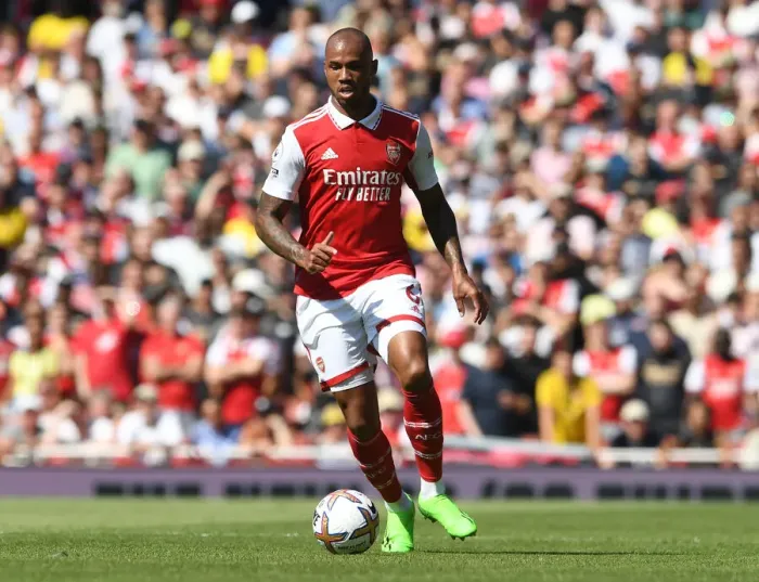 Framed Print : Gabriel Magalhaes in Action: Arsenal vs. Leicester City, Premier League 2022-23