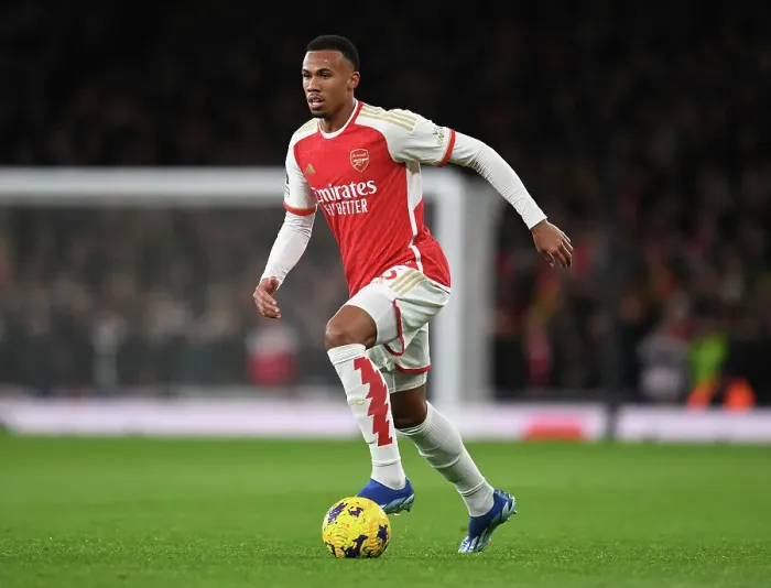 Framed Print : Gabriel Magalhaes in Action: Arsenal vs. West Ham United (2023-24) Framed Print : Gabriel Magalhaes in Action: Arsenal vs. West Ham United (2023-24)