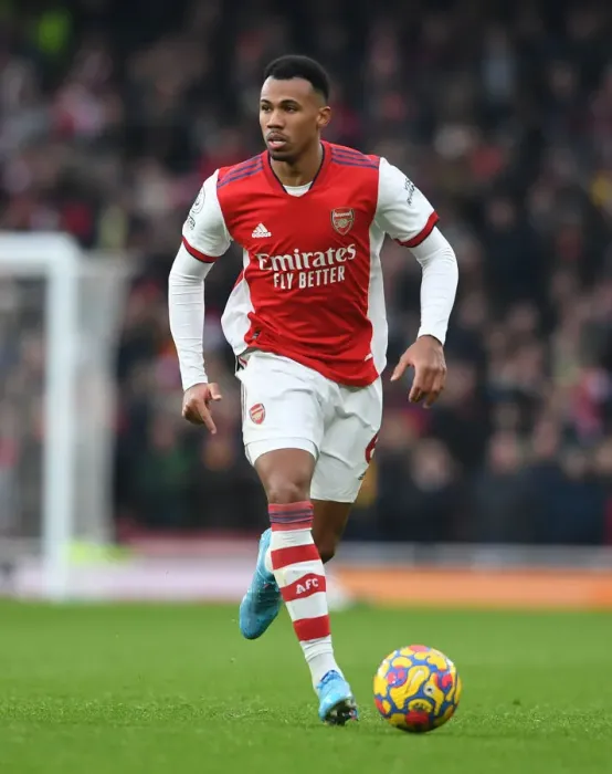 Framed Print : Gabriel Magalhaes in Action: Arsenal vs Burnley, Premier League 2021-22