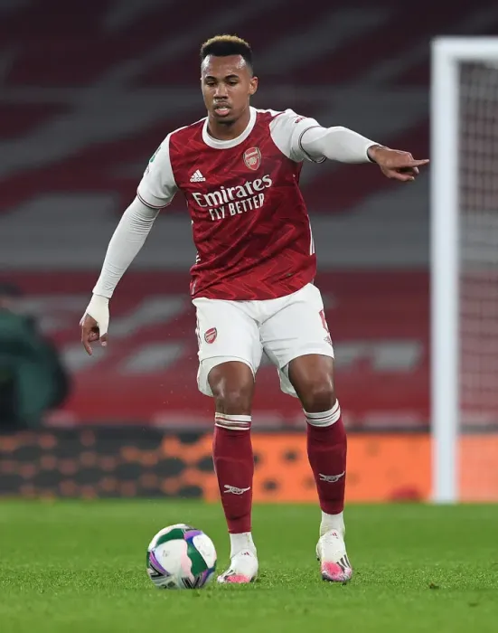 Framed Print : Gabriel Magalhaes in Action: Arsenal vs Manchester City - Carabao Cup Quarterfinal at Emirates Stadium