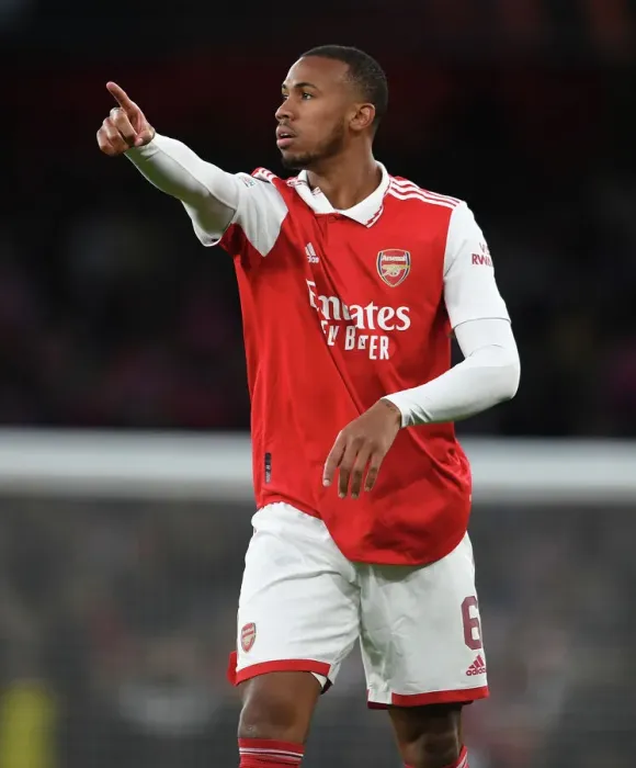 Framed Print : Gabriel Magalhaes in Action: Arsenal vs PSV Eindhoven - UEFA Europa League 2022-23 Framed Print : Gabriel Magalhaes in Action: Arsenal vs PSV Eindhoven - UEFA Europa League 2022-23