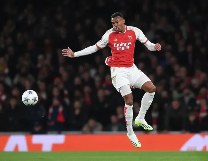 Framed Print : Gabriel Magalhaes in Action: Arsenal vs Sevilla, UEFA Champions League 2023 / 24