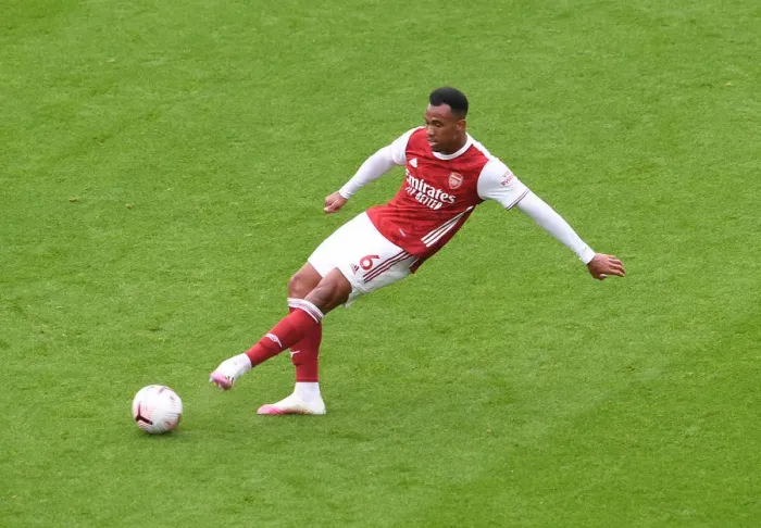 Framed Print : Gabriel Magalhaes in Action: Arsenal vs Sheffield United (2020-21) Framed Print : Gabriel Magalhaes in Action: Arsenal vs Sheffield United (2020-21)