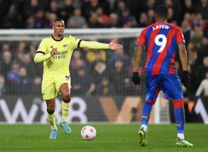 Framed Print : Gabriel Magalhães in Action: Crystal Palace vs. Arsenal, Premier League 2021-22
