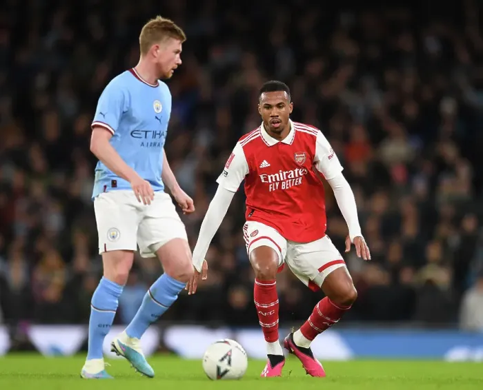 Framed Print : Gabriel Magalhaes in Action: Manchester City vs. Arsenal, Emirates FA Cup Fourth Round (2022-23)