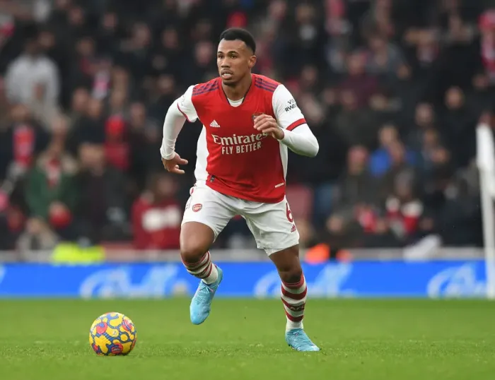 Framed Print : Gabriel Magalhaes Focuses in Arsenal's Battle Against Burnley (Arsenal v Burnley, 2021-22) Framed Print : Gabriel Magalhaes Focuses in Arsenal's Battle Against Burnley (Arsenal v Burnley, 2021-22)