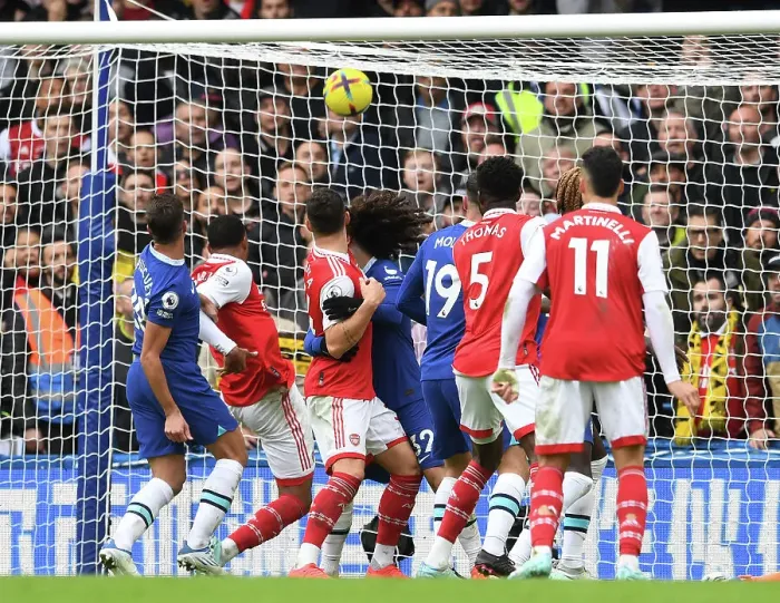 Framed Print : Gabriel Magalhaes Scores the Winner: Chelsea vs. Arsenal, Premier League 2022-23