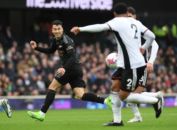 Framed Print : Gabriel Martinelli in Action: Fulham vs. Arsenal, Premier League 2022-23