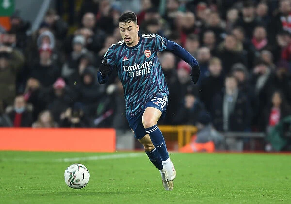 Gabriel Martinelli in Action: Liverpool vs Arsenal - Carabao Cup Semi-Final First Leg