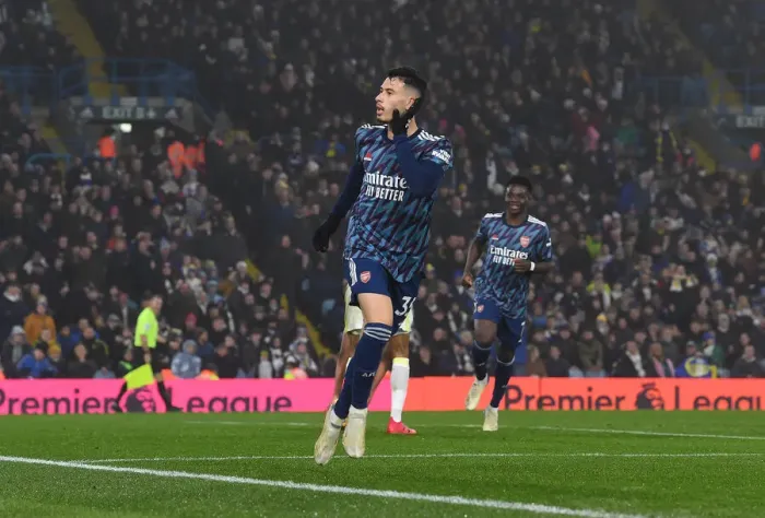 Framed Print : Gabriel Martinelli Scores First Arsenal Goal: Leeds United vs. Arsenal, Premier League 2021-22 - Martinelli's Debut Strike for the Gunners