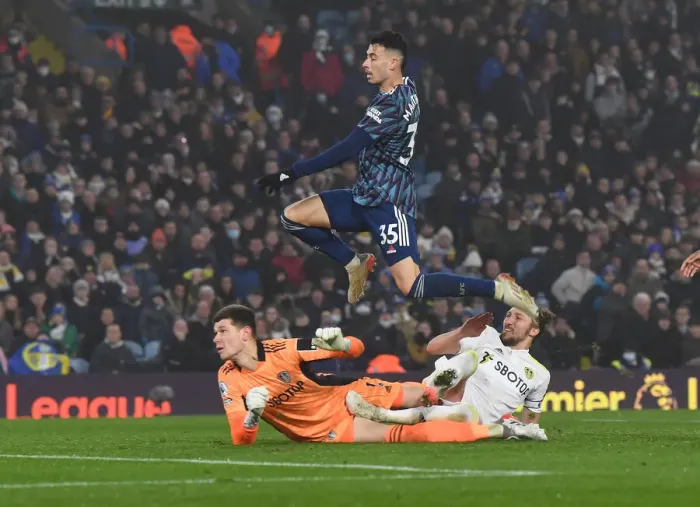 Framed Print : Gabriel Martinelli Scores Thrilling Debut Goal: Arsenal vs. Leeds United, Premier League 2021-22